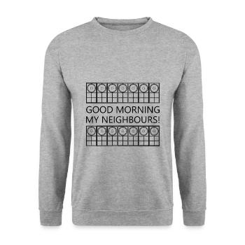 Good Morning My Neighbours - Unisex Sweatshirt - salt & pepper - Front - Alina (178cm) & Michal (187cm)