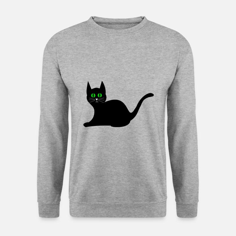 schwarze Katze - Unisex Pullover - Weißgrau meliert