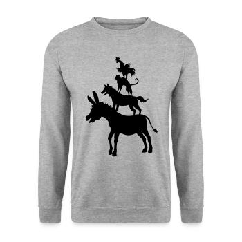 Musiciens de Brême музыканты 04 1c Бременские - Sweat-shirt Unisexe - gris chiné - Devant - Alina (178cm) & Michal (187cm)