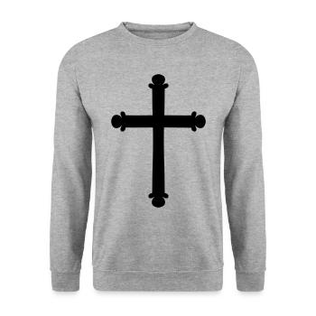 Croix / Croix chrétienne - Sweat-shirt Unisexe - gris chiné - Devant - Alina (178cm) & Michal (187cm)