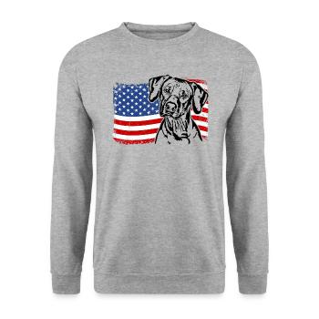 Rhodesian Ridgeback America Flag Dogs Wilsigns - Sweat-shirt Unisexe - gris chiné - Devant - Alina (178cm) & Michal (187cm)