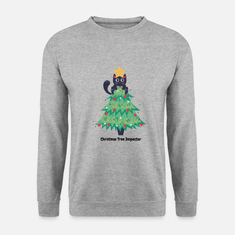 Katzen-Weihnachtspullover im Baum - Unisex Pullover - Weißgrau meliert