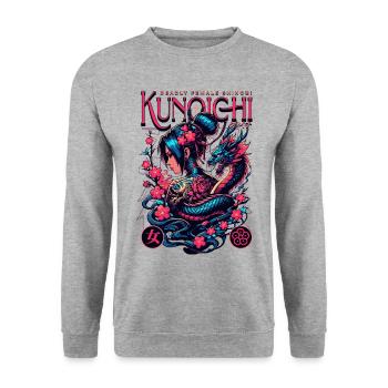 Kunoichi Deadly Grace - Unisex Pullover - Weißgrau meliert - Vorne - Alina (178cm) & Michal (187cm)