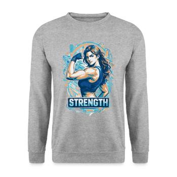 Starke Frau Strength | Frauen Empowerment - Unisex Pullover - Weißgrau meliert - Vorne - Alina (178cm) & Michal (187cm)