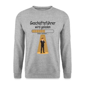 Neuen Neuer für Geschäftsführer zur Beförderung - Unisex Pullover - Weißgrau meliert - Vorne - Alina (178cm) & Michal (187cm)
