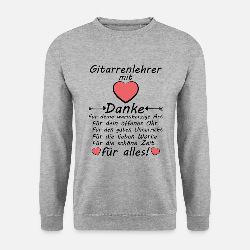Abschiedsgeschenk Dankeschön Danke Gitarrenlehrer - Unisex Pullover - Weißgrau meliert