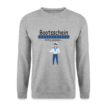 Bootsführerschein Bootsschein Kapitän Bestanden - Unisex Pullover - Weißgrau meliert - Vorne - Alina (178cm) & Michal (187cm)