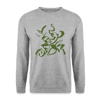 Abstrakt - Unisex Pullover - Weißgrau meliert - Vorne - Alina (178cm) & Michal (187cm)