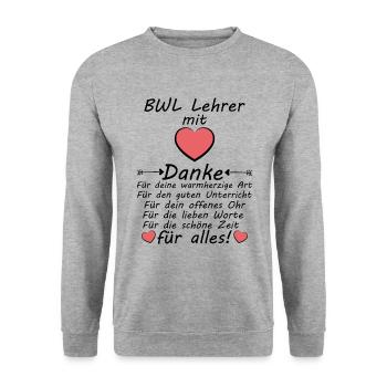 Beste BWL Lehrer Danke sagen Abschiedsgeschenk - Unisex Pullover - Weißgrau meliert - Vorne - Alina (178cm) & Michal (187cm)