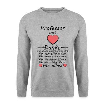 Danke an Professor zum Abschied Abschiedsgeschenk - Unisex Pullover - Weißgrau meliert - Vorne - Alina (178cm) & Michal (187cm)