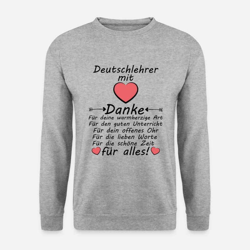 Danke sagen an Deutschlehrer Abschiedsgeschenk - Unisex Pullover - Weißgrau meliert