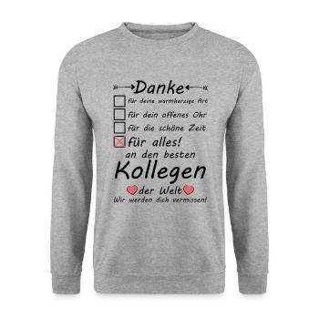 Ich werde dich vermissen Kollege Danke Abschied - Unisex Pullover - Weißgrau meliert - Vorne - Alina (178cm) & Michal (187cm)