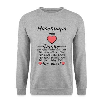 Beste Hasenpapa Danke sagen Vatertag - Unisex Pullover - Weißgrau meliert - Vorne - Alina (178cm) & Michal (187cm)