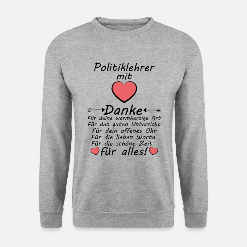 Politik Lehrer Danke Dankeschön zum Abschied - Unisex Pullover - Weißgrau meliert