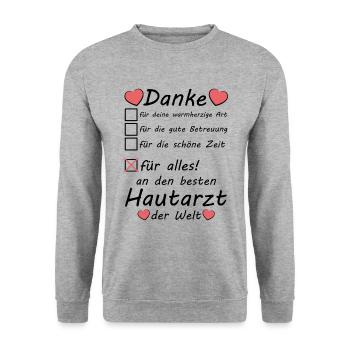 Beste Hautarzt Danke sagen Dankeschön Abschied - Unisex Pullover - Weißgrau meliert - Vorne - Alina (178cm) & Michal (187cm)