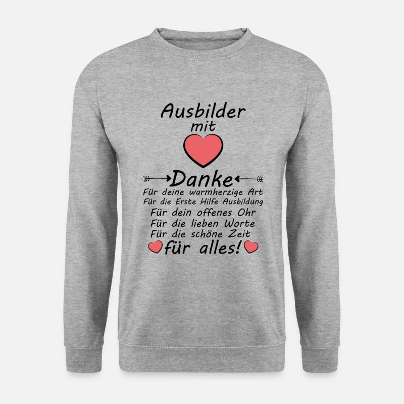 Ausbilder Erste Hilfe Ausbildung Danke sagen - Unisex Pullover - Weißgrau meliert