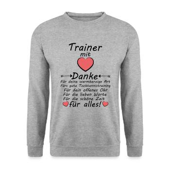 Beste Tischtennistrainer Danke sagen zum Abschied - Unisex Pullover - Weißgrau meliert - Vorne - Alina (178cm) & Michal (187cm)