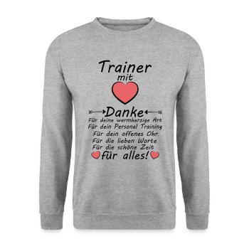 Personal Trainer Training Danke sagen Abschied - Unisex Pullover - Weißgrau meliert - Vorne - Alina (178cm) & Michal (187cm)
