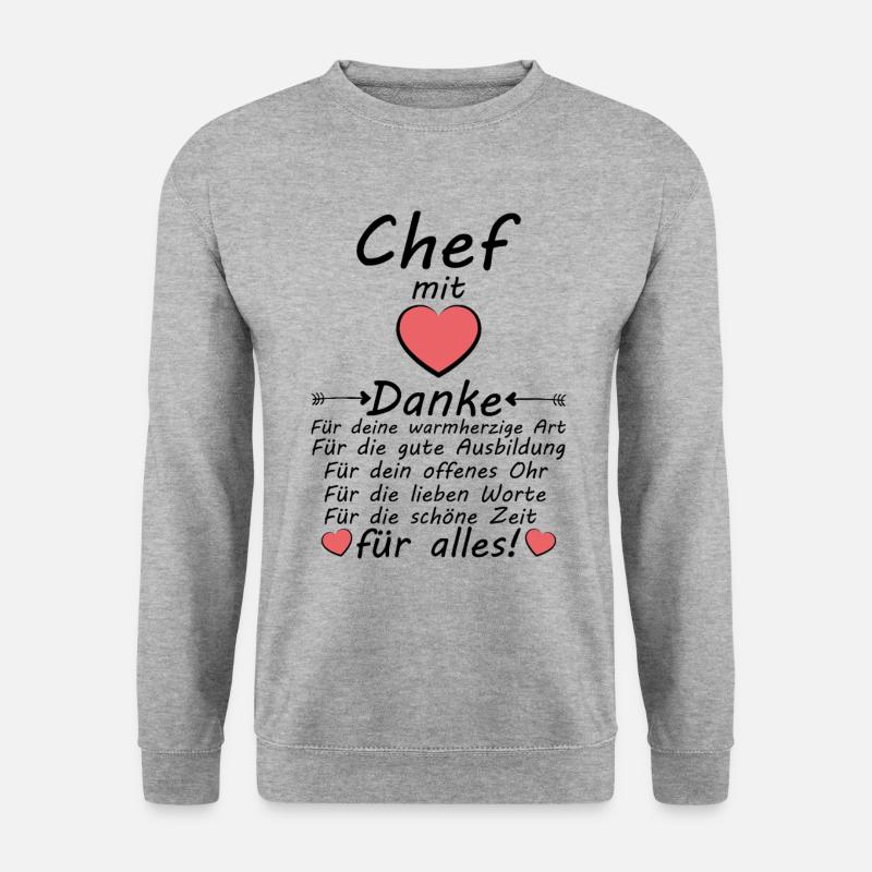 Danke an Chef zum Ende der Ausbildung Dankeschön - Unisex Pullover - Weißgrau meliert