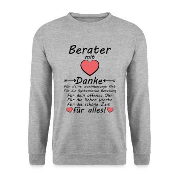 Systemische Beratung Berater Danke zum Abschied - Unisex Pullover - Weißgrau meliert - Vorne - Alina (178cm) & Michal (187cm)
