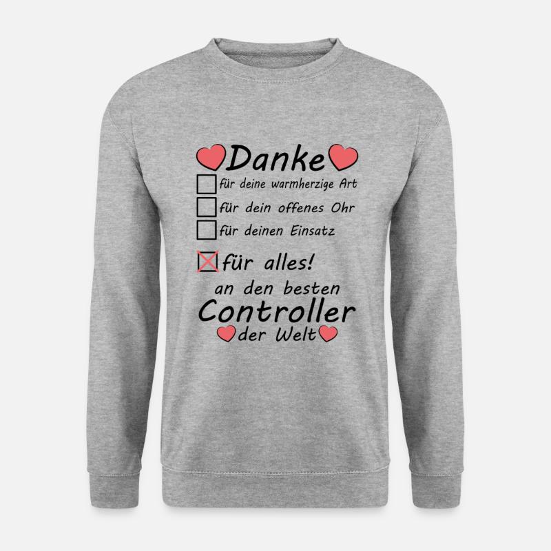 Controller Beruf Abschiedsgeschenk Danke sagen - Unisex Pullover - Weißgrau meliert