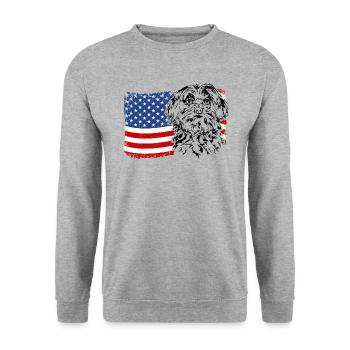 Maltese Amérique Flag Dogs Wilsigns - Sweat-shirt Unisexe - gris chiné - Devant - Alina (178cm) & Michal (187cm)