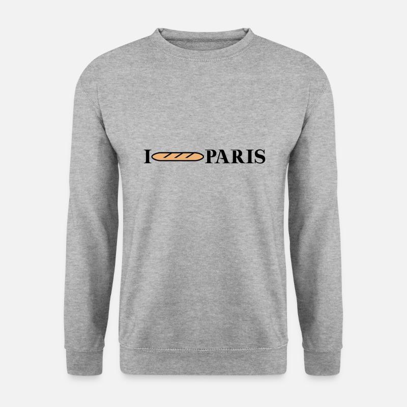 Frankreich Geschenkidee Paris Baguette - Unisex Pullover - Weißgrau meliert