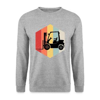 Vintage Forklift Operator - Unisex Sweatshirt - salt & pepper - Front - Alina (178cm) & Michal (187cm)