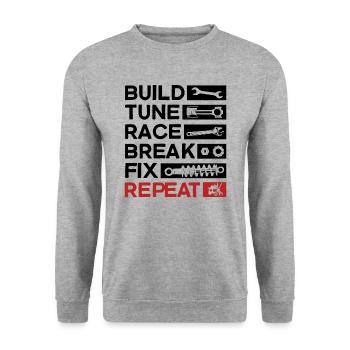 Car Mechanic - Build Tune Race Break Fix - Unisex Sweatshirt - salt & pepper - Front - Alina (178cm) & Michal (187cm)