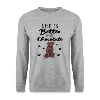 Life Is Better With Chocolate Lab - Unisex Sweatshirt - salt & pepper - Front - Alina (178cm) & Michal (187cm)