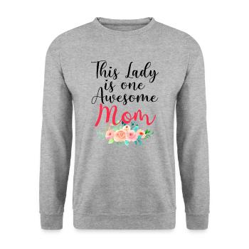 This Lady Is One Awesome Mom - Unisex Sweatshirt - salt & pepper - Front - Alina (178cm) & Michal (187cm)