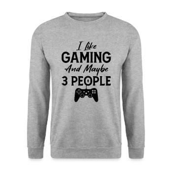 I Like Gaming And Maybe 3 People - Unisex Sweatshirt - salt & pepper - Front - Alina (178cm) & Michal (187cm)