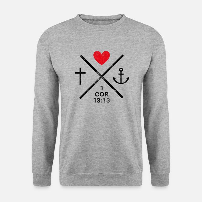 faith hope love (3) glaube liebe hoffnung, schwarz - Unisex Pullover - Weißgrau meliert