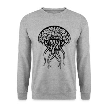 Jellyfish Tribal Tattoo - Unisex Sweatshirt - salt & pepper - Front - Alina (178cm) & Michal (187cm)
