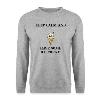 Restez calme et ayez une idée cadeau de crème glacée - Sweat-shirt Unisexe - gris chiné - Devant - Alina (178cm) & Michal (187cm)