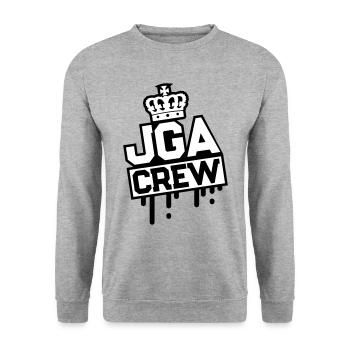 Junggesellenabschied Jga Crew - Unisex Pullover - Weißgrau meliert - Vorne - Alina (178cm) & Michal (187cm)