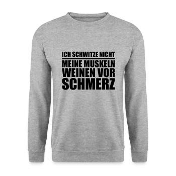 Ich schwitze nicht cooler Spruch Sport fun Shirt - Unisex Pullover - Weißgrau meliert - Vorne - Alina (178cm) & Michal (187cm)