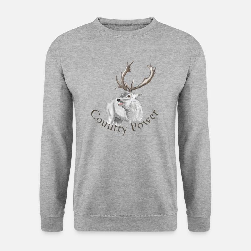 Weisser Hirsch - Unisex Pullover - Weißgrau meliert