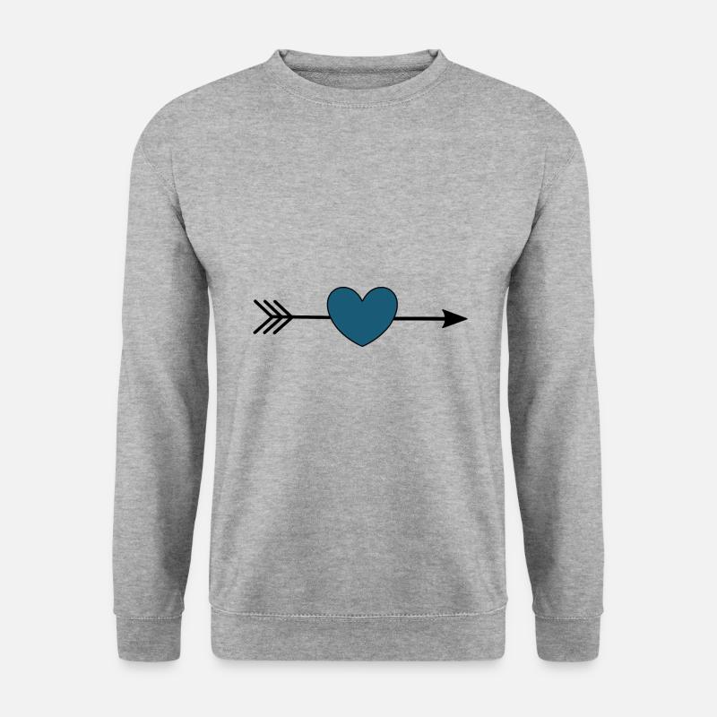 blaues Herz mit Pfeil Valentinstag - Unisex Pullover - Weißgrau meliert
