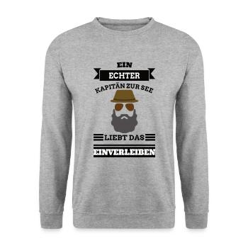 Kapitän zur See Geschenk - Unisex Pullover - Weißgrau meliert - Vorne - Alina (178cm) & Michal (187cm)