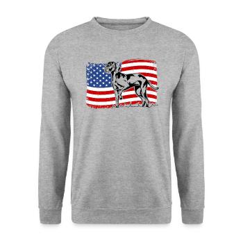 Weimaraner Amérique Flag Chiens Chiens de chasse Wilsigns - Sweat-shirt Unisexe - gris chiné - Devant - Alina (178cm) & Michal (187cm)