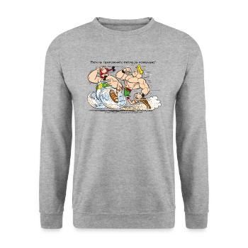 Asterix & Obelix - Pain is temporary - Unisex Sweatshirt - salt & pepper - Front - Alina (178cm) & Michal (187cm)