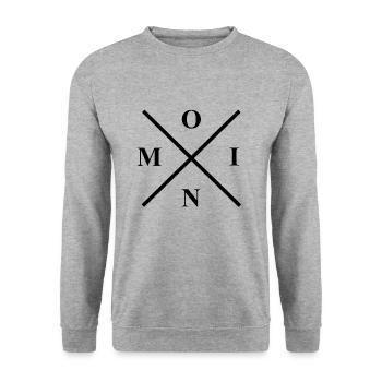 Moin Kreuz - Unisex Pullover - Weißgrau meliert - Vorne - Alina (178cm) & Michal (187cm)