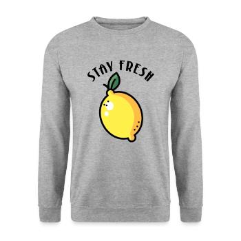 Stay Fresh citron fruit d’été - Sweat-shirt Unisexe - gris chiné - Devant - Alina (178cm) & Michal (187cm)
