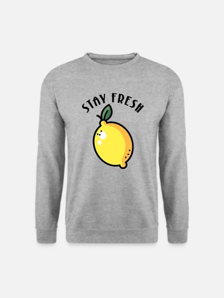 Stay Fresh Zitrone Sommer Frucht - Unisex Pullover - Weißgrau meliert
