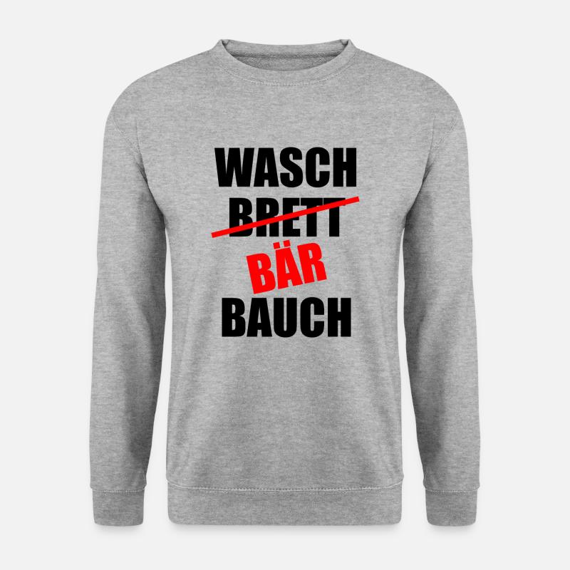 Waschbrett Waschbär Bauch - Unisex Pullover - Weißgrau meliert