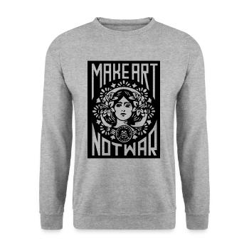 Faire de l'art pas la guerre - Sweat-shirt Unisexe - gris chiné - Devant - Alina (178cm) & Michal (187cm)