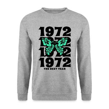 Groovy und Vintage 1972 50-jähriges Jubiläum - Unisex Pullover - Weißgrau meliert - Vorne - Alina (178cm) & Michal (187cm)