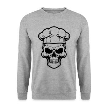 Chef Skeleton - Unisex Sweatshirt - salt & pepper - Front - Alina (178cm) & Michal (187cm)
