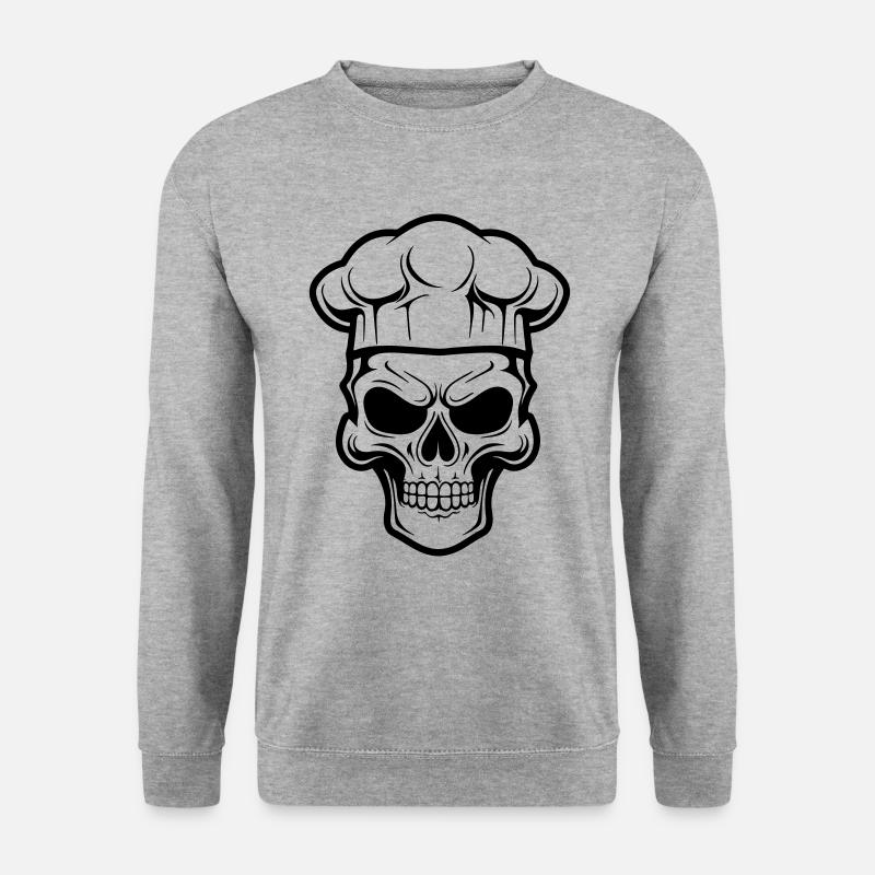 Chefkoch Skelett - Unisex Pullover - Weißgrau meliert